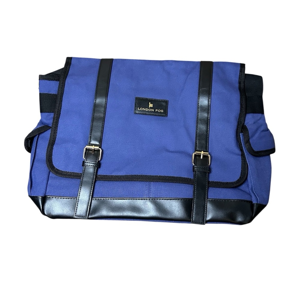 London Fog Blue and Black Satchel Messenger Bag